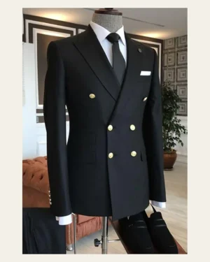 Midnight Black Double-Breasted Tuxedo