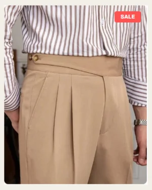 High-Waisted Gurkha Trouser — Beige