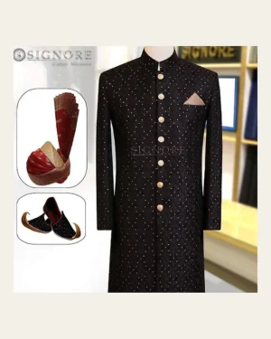 Regal Black Sherwani Set