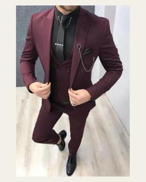 Burgundy Evening Three-Piece Suit